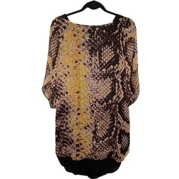 Rebecca Minkoff Leah Silk Dress Snake Print Black Curved Hem Size 6 - Picture 2 of 13